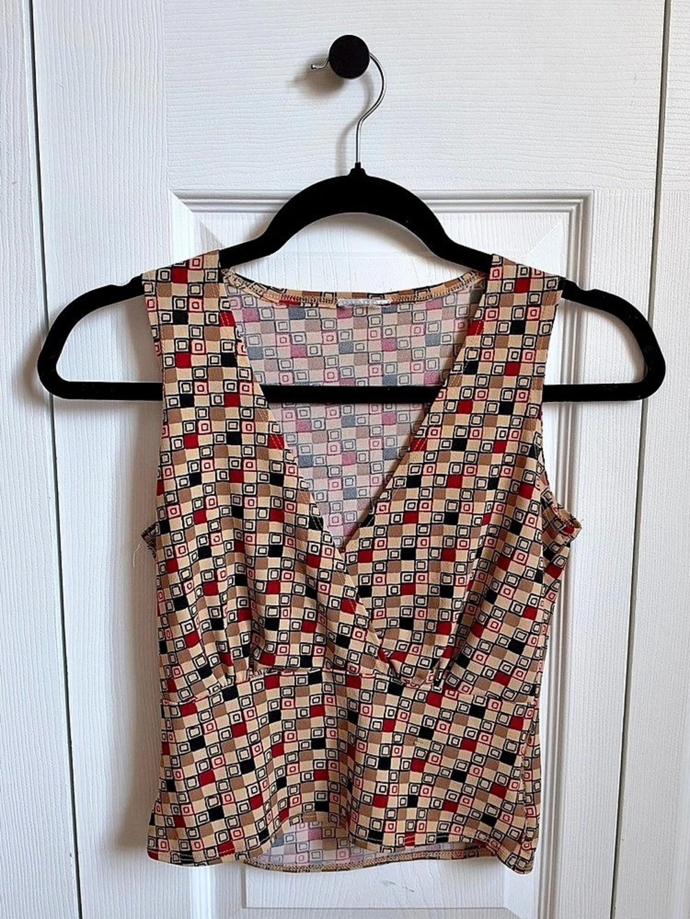 Geometric Print Wrap Front Top